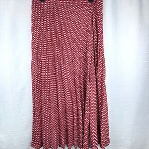 Max Studio Accordian Pleat Maxi Pull On Skirt Orange Geometric Print Womens Sz L